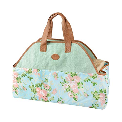 Kaminholz Tasche Rosen, Holztragetasche, Bunte Kaminholztasche aus Jute 60 cm von linoows