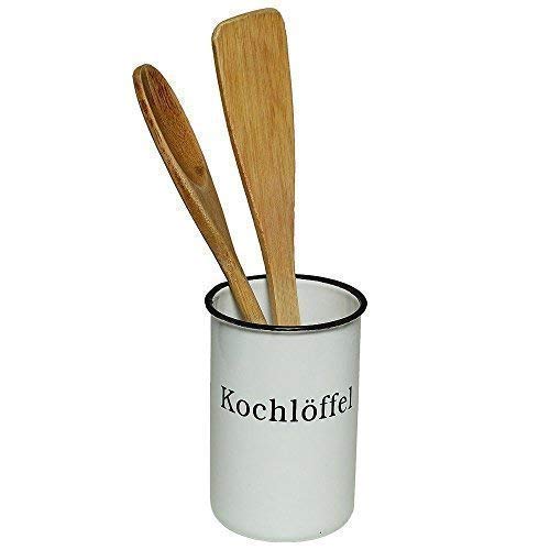 Kochlöffel Topf, Löffel Töpfchen, Küchen Becher, Emaille Küchenhelfer Becher von linoows