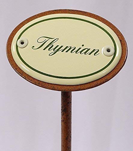 Kräuterschild Kräuterstecker Emaille, Thymian, Erdspieß 25 cm Kräuterschild Kräuterstecker Emaille, Thymian, Erdspieß 25 cm von linoows