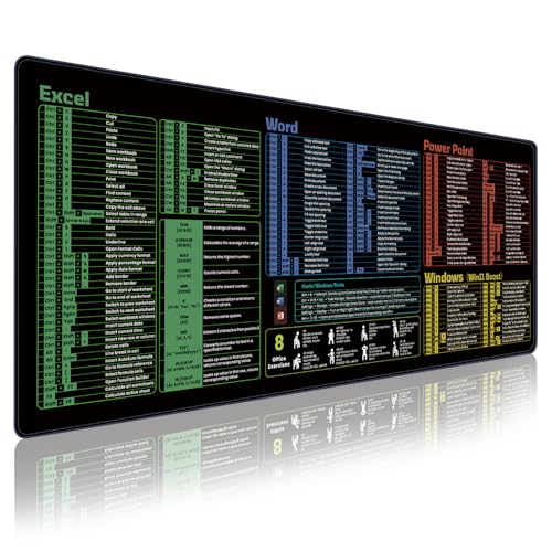 Linoows Office Shortcut-Mauspad, extra groß, 80 x 30 cm, Gaming-Mauspad, PC-Tabellenkalkulation, Tastatur-Mauspad, wasserdicht, rutschfest, Schreibtischunterlage mit genähtem Rand Linoows Office Shortcut-Mauspad, extra groß, 80 x 30 cm, Gaming-Mauspad, PC-Tabellenkalkulation, Tastatur-Mauspad, wasserdicht, rutschfest, Schreibtischunterlage mit genähtem Rand von linoows