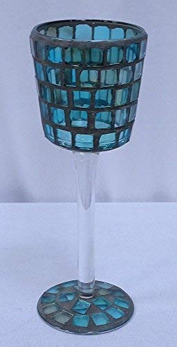 Mosaik Glaskelch, Glaswindlicht, Mosaikglas Windlicht Kerzenhalter Türkis von linoows