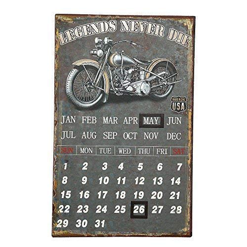 Nostalgie Magnekalender, Dauerkalender, Blechtafel mit altem Motorrad von linoows
