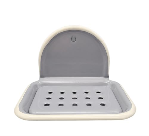 Nostalgie Seifenschale zum Hängen 2 teilig, Emaille Pastell Grau von linoows