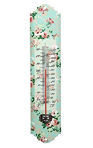 Nostalgie Thermometer, Blech Thermometer mit Rosenblüten, Wandthermometer von linoows