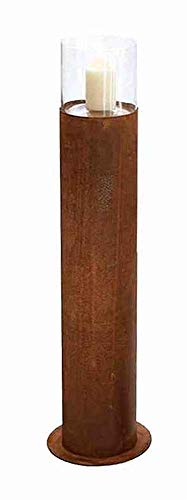 Windlichtsäule (II Wahl) Laterne rostige Lichtsäule mit Glasaufsatz 114 cm von linoows