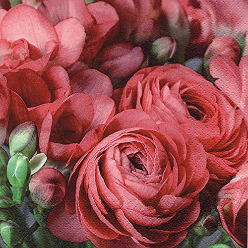 linoows 20 Servietten Frühling, Freesien und Ranunkeln in Rot 33x33 cm linoows 20 Servietten Frühling, Freesien und Ranunkeln in Rot 33x33 cm von linoows