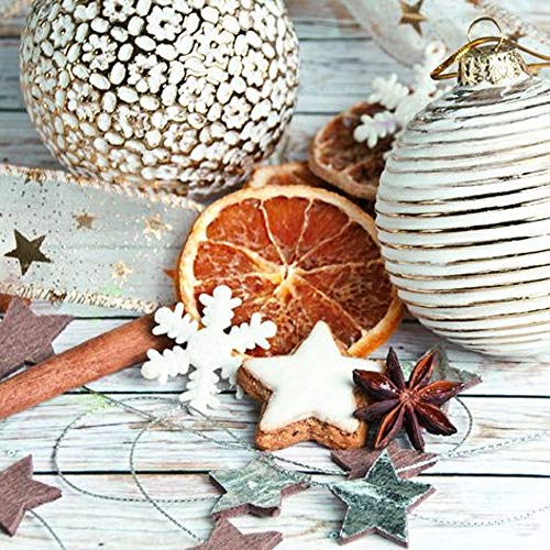 linoows 20 Servietten Weihnachten, Dekoration mit Kugeln, Orangen und Zimt 33 x 33 cm von linoows