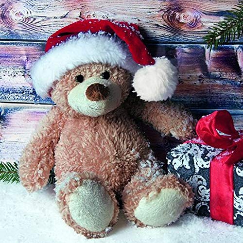 linoows 20 Servietten Weihnachten, Weihnachts-Teddy mit Geschenk und Tannengrün 33x33 cm von linoows