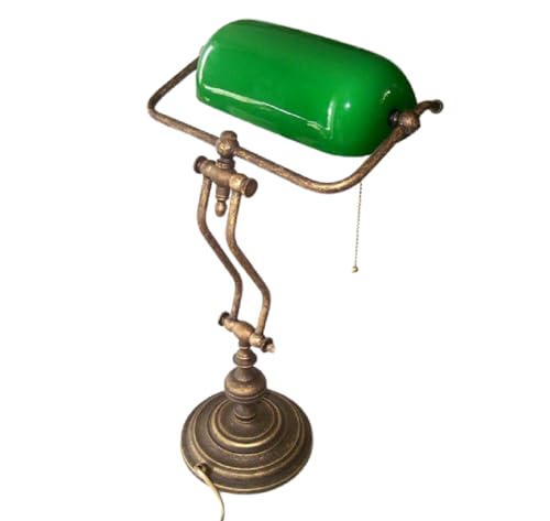 linoows Bankerlampe, Schreibtischlampe, Schwere Tisch-Lampe, Altmessing, Glas-Schirm linoows Bankerlampe, Schreibtischlampe, Schwere Tisch-Lampe, Altmessing, Glas-Schirm von linoows