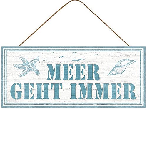 linoows Blechschild, Schild Meer geht Immer lustiges maritimes Wandschild 13x31 von linoows