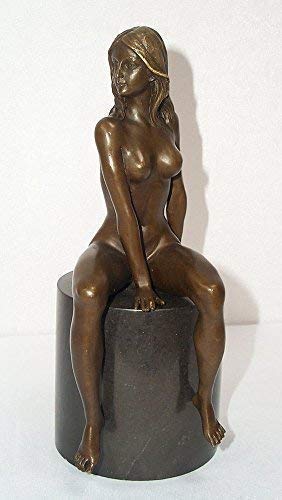 linoows Bronze-Skulptur, Bronzefigur, sitzender Weiblicher Akt, Bronze signiert Milo von linoows