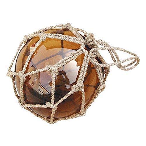 linoows Fischernetz Kugel, Fischerkugel aus Glas im Netz, Amber Ø 15 cm von linoows