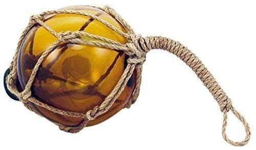 linoows Fischernetz Kugel, Fischerkugel aus Glas im Netz, Amber Ø 10 cm von linoows