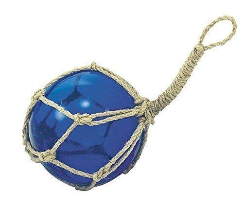 linoows Fischernetz Kugel, Fischerkugel aus Glas im Netz, Blau Ø 10 cm von linoows
