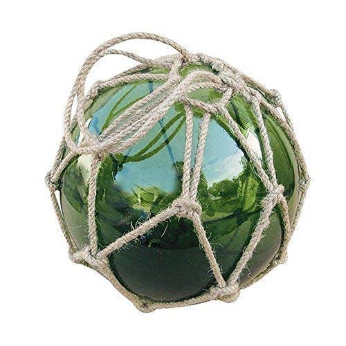 linoows Fischernetz Kugel, Fischerkugel aus Glas im Netz, Grün Ø 17,5 cm von linoows