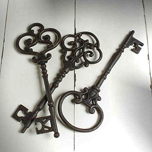 linoows G2354: DREI große Barock Schlüssel, 3 Mittelalter Schlüssel aus Gusseisen von linoows
