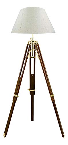 linoows Große Tripod Stehlampe, Stehleuchte, Stativlampe, Dreibein Lampe, Jute Schirm von linoows