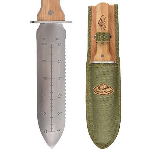 linoows Hori Hori Pflanzmesser, Japanisches Retro Gartenmesser mit Scheide von linoows