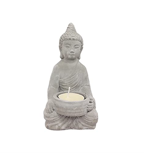 linoows Kerzenhalter, Teelichthalter Buddha, Gartenlicht, Kleine Teelicht Gartenfigur von linoows