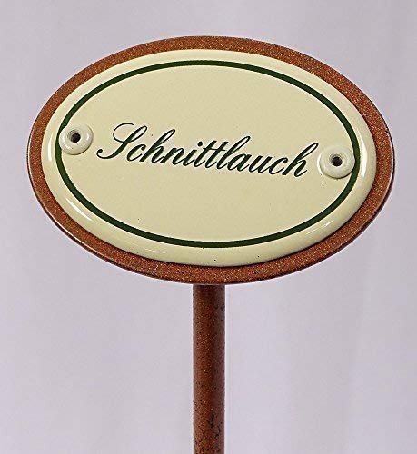 linoows Kräuterschild Kräuterstecker Emaille, Schnittlauch, Erdspieß 25 cm von linoows