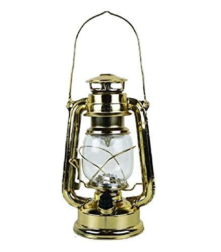 linoows LED Sturmlaterne, Retro Gartenlaterne, Camping Petro Lampe dimmbar Gold 24 cm von linoows