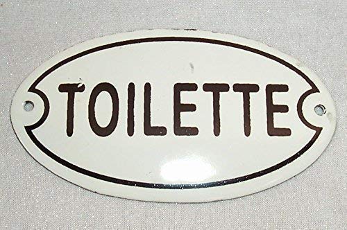 linoows Landhaus Türschild Toilette, Emaille Türschild im Retro Stil von linoows