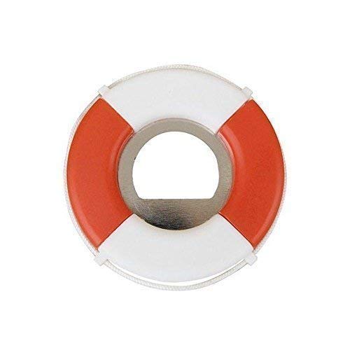 linoows Maritimer Flaschenöffner Rettungsring, Kapselheber Rot- Weiß Ø 7 cm von linoows