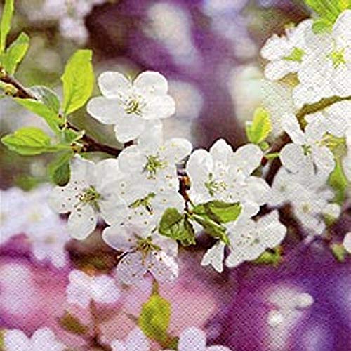 linoows Servietten 20 Stück, Frühling, Ostern, Blühender Kirschzweig 33x33 cm von linoows