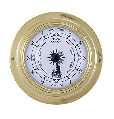 linoows Tidenuhr, Schiffsuhr, Maritime Tide Uhr im Messing Gehäuse Ø 10 cm von linoows