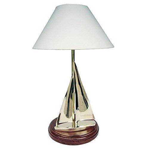 linoows Tischlampe, Segelyacht Lampe, Lampe mit Segelyacht, Schirm Leuchte Messing 60 cm von linoows