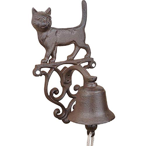 linoows Türglocke Katze, Wandglocke, Garten Glocke im Nostalgie Stil aus Gusseisen von linoows