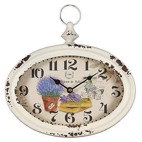 linoows Wanduhr im Metallgehäuse mit Lavendel Darstellungen, Rustikale Landhaus Uhr von linoows