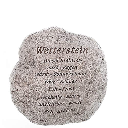 linoows Wetterstein, Lustiger Deko Stein mit Schriftzug, Gartenfigur, Gartendeko aus Polyresin. von linoows