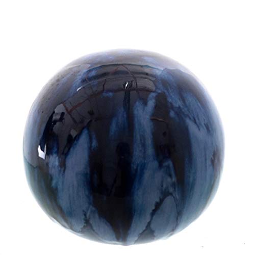 linoows XXL Rosenkugel, Beetkugel, Keramik Gartenkugel mit blauem Farbverlauf 24 cm von linoows