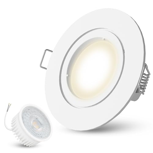 linovum LED Einbauleuchte ultra flach in matt weiß - runder Deckeneinbaustrahler Spot inkl. LED Modul 5W neutralweiß 230V wechselbar von linovum