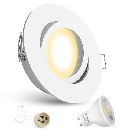 linovum LED Decken Einbauleuchte rund schwenkbar weiß | Einbaustrahler mit 5W warmweiß Spot inkl. GU10 Fassung von linovum