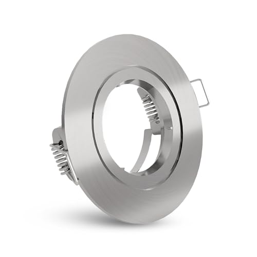 linovum Einbaustrahler Einbau Rahmen Edelstahl Optik gebürstet rund starr inkl. GU10 Fassung für LED oder Halogen von linovum