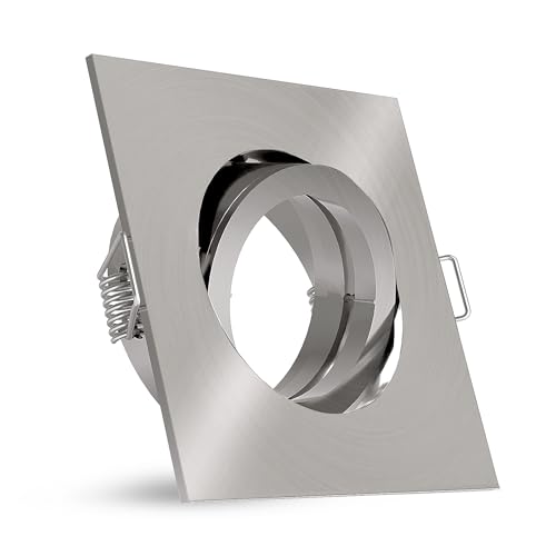 linovum Einbaustrahler Rahmen schwenkbar eckig Edelstahl Optik gebürstet inkl. GU10 Fassung für LED oder Halogen von linovum