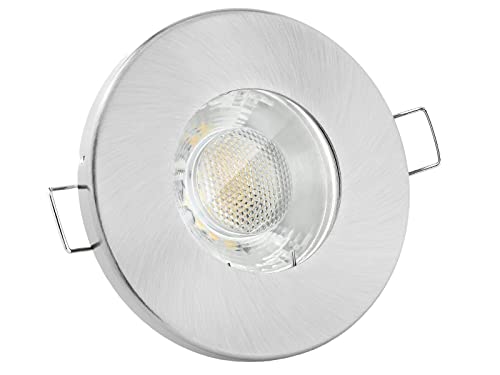 linovum Feuchtraum LED Einbaustrahler 6W flach IP65 mit Wasserschutz für Bad, Dusche oder Außen warmweiß 2700K von linovum