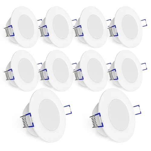 linovum WEEVO IP44 LED Decken Einbauleuchten 10er Set extra flach - Strahler Spot neutralweiß für Bad, Küche, Möbel, Außen von linovum