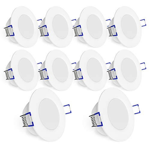 linovum WEEVO IP44 LED Einbauleuchten 10er Set extra flach - Downlight in warmweiß 2700K 5W für Bad, Küche, Möbel oder außen von linovum