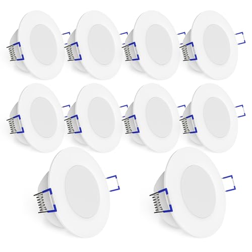 linovum WEEVO IP44 LED Einbauleuchten 10er Set extra flach - Downlight in warmweiß 2700K 5W für Bad, Küche, Möbel oder außen von linovum