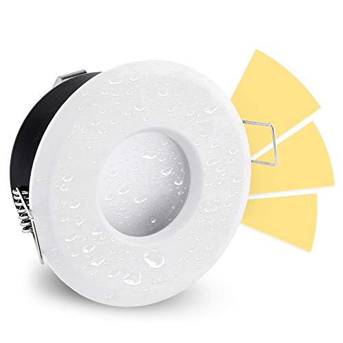 linovum LED Einbau Deckenleuchte fourSTEP 5W warmweiß 230V 'Dimmbar ohne Dimmer' Spot mit IP65 Wasserschutz in weiß & rund von linovum