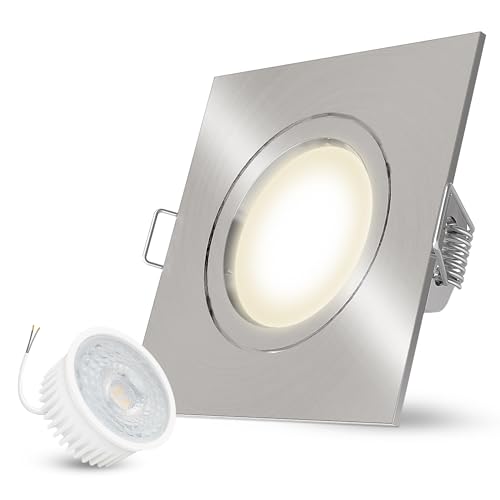 linovum LED Einbauspot flach nur 36mm in eckig Edelstahl Optik gebürstet - mit 4W LED Modul neutralweiß Einbaustrahler 230V von linovum