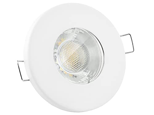 linovum® LED Einbaustrahler 6W flach IP65 weiß mit Wasserschutz für Bad, Dusche oder Außen inkl. GU10 Lampe warmweiß 2700K von linovum