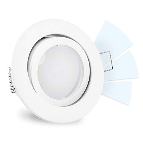 linovum® fourSTEP LED Deckeneinbaustrahler schwenkbar dimmen ohne Dimmer - LED GU10 5W neutralweiß 230V - Einbauspot weiß rund von linovum