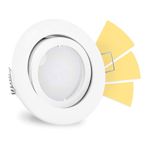 linovum® fourSTEP LED Deckenleuchte schwenkbar dimmen ohne Dimmer - LED GU10 5W warmweiß 230V - Spot Einbauleuchte weiß rund von linovum