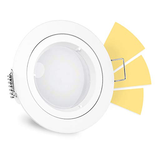 linovum® fourSTEP Einbauspot LED dimmbar ohne Dimmer - LED GU10 5W warmweiß 230V - rundes Downlight für Innen in matt weiß von linovum