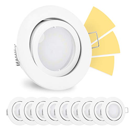 linovum 10 Stück fourSTEP Einbauspots LED schwenkbar dimmbar ohne Dimmer - LED GU10 5W warmweiß - Einbaustrahler weiß rund von linovum