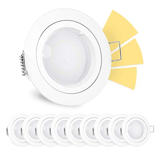 linovum 10er Set fourSTEP LED Einbaustrahler dimmbar ohne Dimmer - LED GU10 warmweiß 5W 230V Decke Einbauspot matt weiß rund von linovum